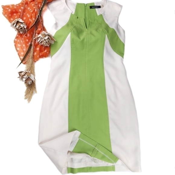 Ellen Tracy Lime Cream Dress Sz 4 - Picture 12 of 13